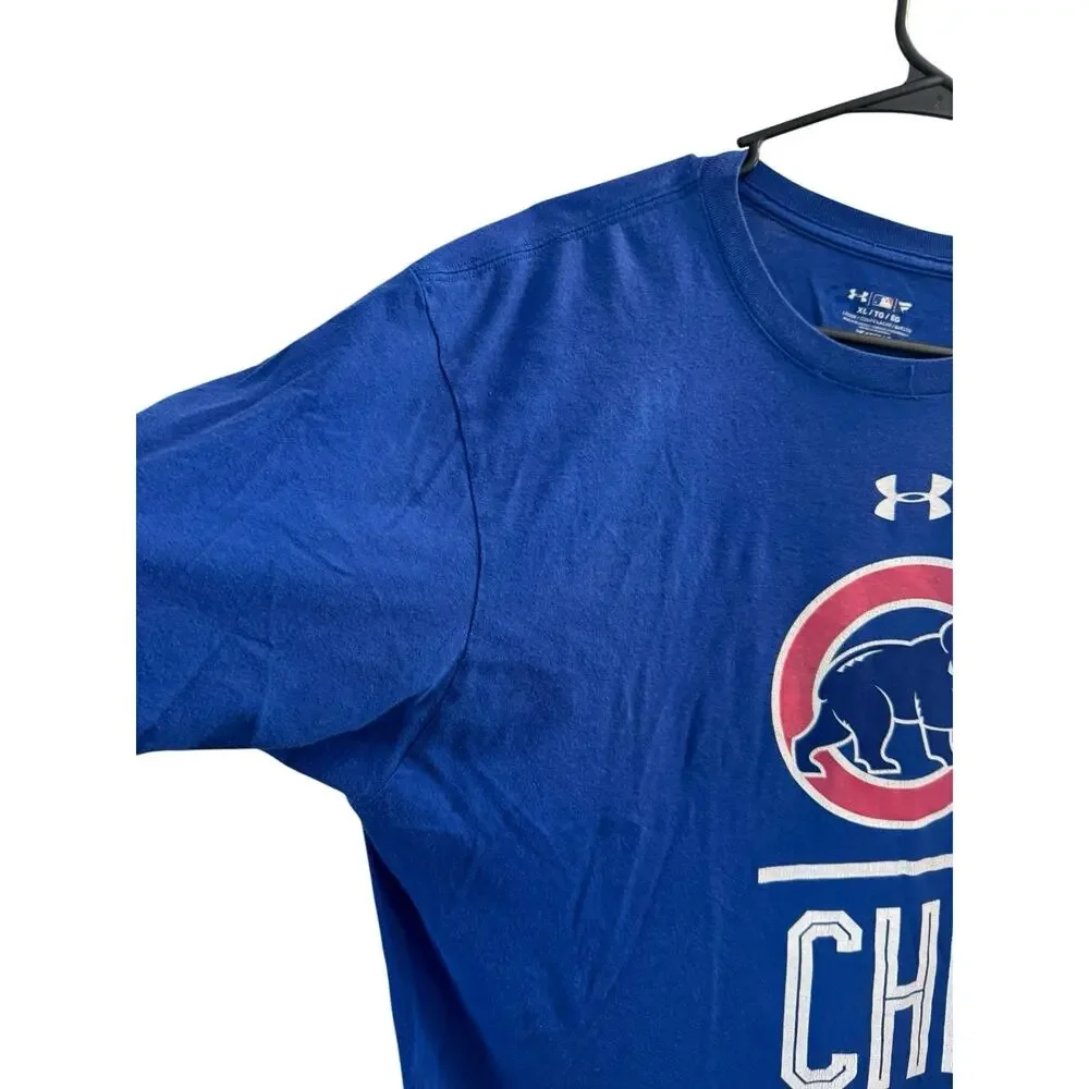 Under Armour Official HeatGear MLB Chicago Cubs Blue Short Sleeve Shirt, Size XL